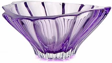 Crystal Glass Bowl Vase 8 " Centerpiece Dish Amethyst Color Bohemian Crystal NEW