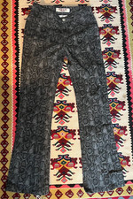 Y2K Vtg Paris Blues Snakeskin Print Stretch Cotton Spandex Flare Pants Jr. Sz3