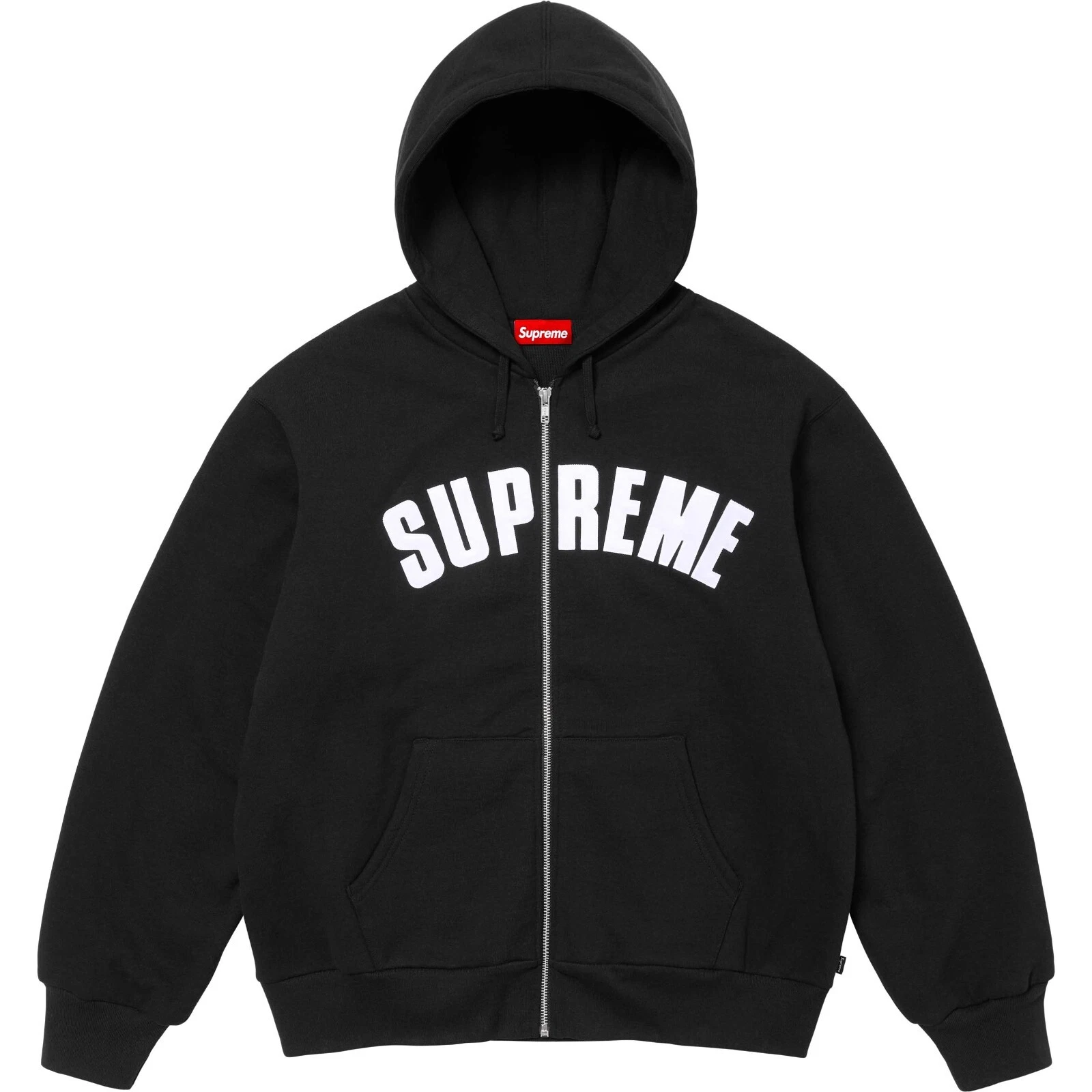 Sweat à capuche zippé doublé thermique Supreme Arc noir (taille XL, 2XL)