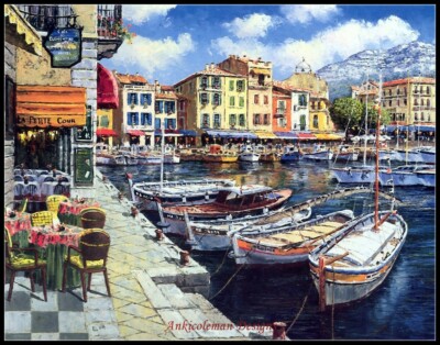 Harbor at Honfleur - Chart Counted Cross Stitch Patterns Needlework DIY DMC     