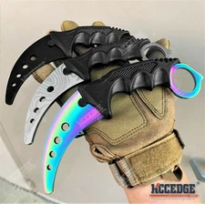 7.5" METAL BLADE TRAINING KARAMBIT Fixed Blade Knife Tactical Training Knife