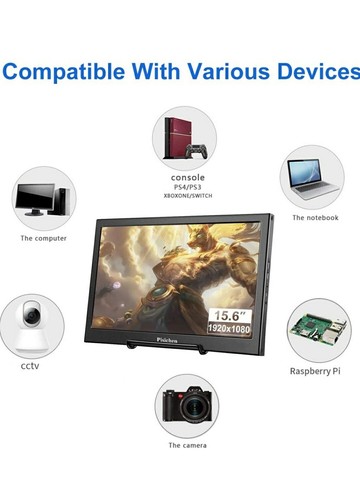 Pisichen Portable Monitor 15.6 Inch Full HD Gaming LED Display Built In Speakers - Picture 4 of 10