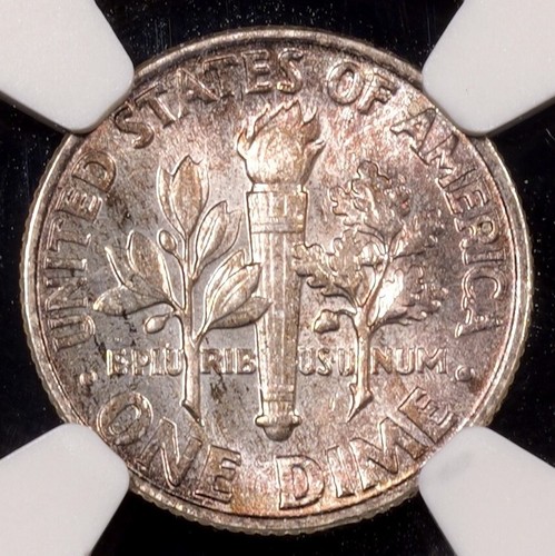 1964 Roosevelt Silver Dime - 10c - NGC GRADED MS66 FT - RAINBOW TONE MONSTER - Picture 4 of 4