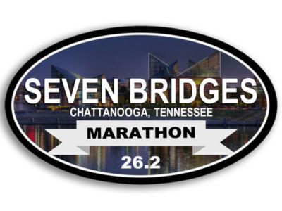 10cm Auto-Aufkleber Sticker Seven Bridges Chattanooga 26.2 Marathon F2885