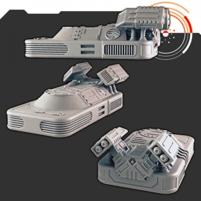 Sci-Fi Ergo Family Cruiser 32mm Tabletop Terrain Miniature Set, Fiction, Space