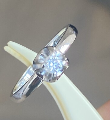 Natürlicher Diamant Ring 14 kt massiv Weißgold Größe L (51)
