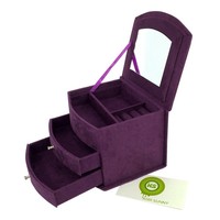 Kiwisweet Purple Suedette Mini Three Layer Jewelry Jewellery Box/storage Box For Kiwisweet Purple Suedette Mini Three Layer Jewelry Jewellery Box/storage Box For