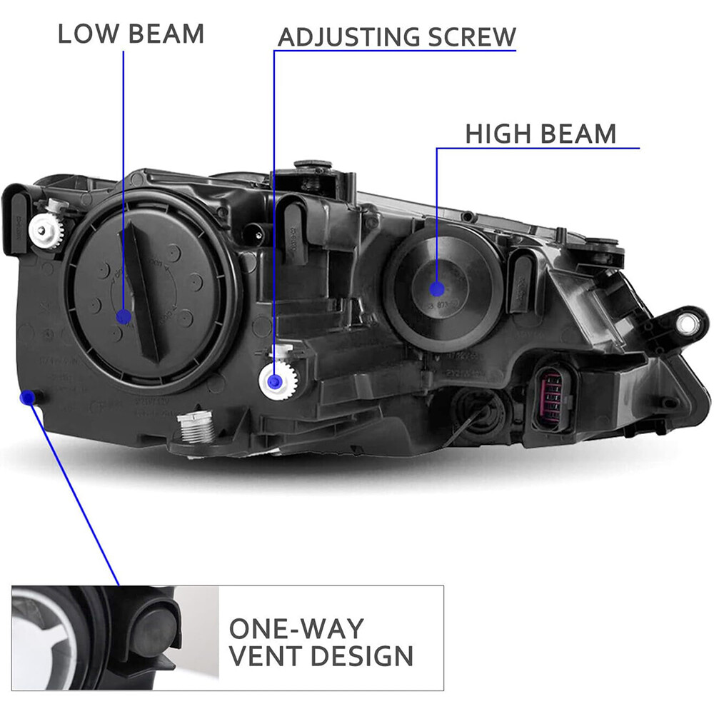 Pair For 20112018 Volkswagen Jetta Black Housing Headlights Assembly