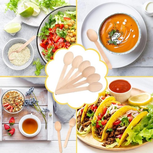 300x Wooden Spoons Wooden Cutlery Disposable Party Spoon Eco Friendly Bulk 16cm - Bild 5 von 6