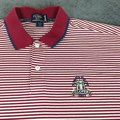 US Open Golf Polo Shirt 2003 Olympia Fields Striped Short Sleeve Men Large