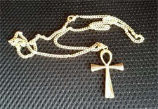 Egypt ANKH Chain Approx 60cm Long, Pendant Approx 5x3cm, Gold Tone