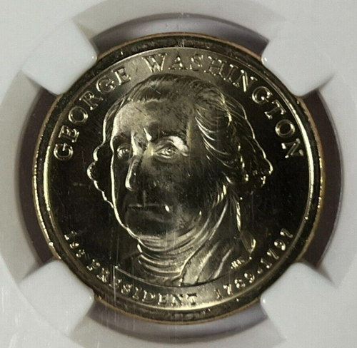 2007 Presidential Dollar George Washington Missing Edge Lettering NGC Certified - Picture 3 of 4
