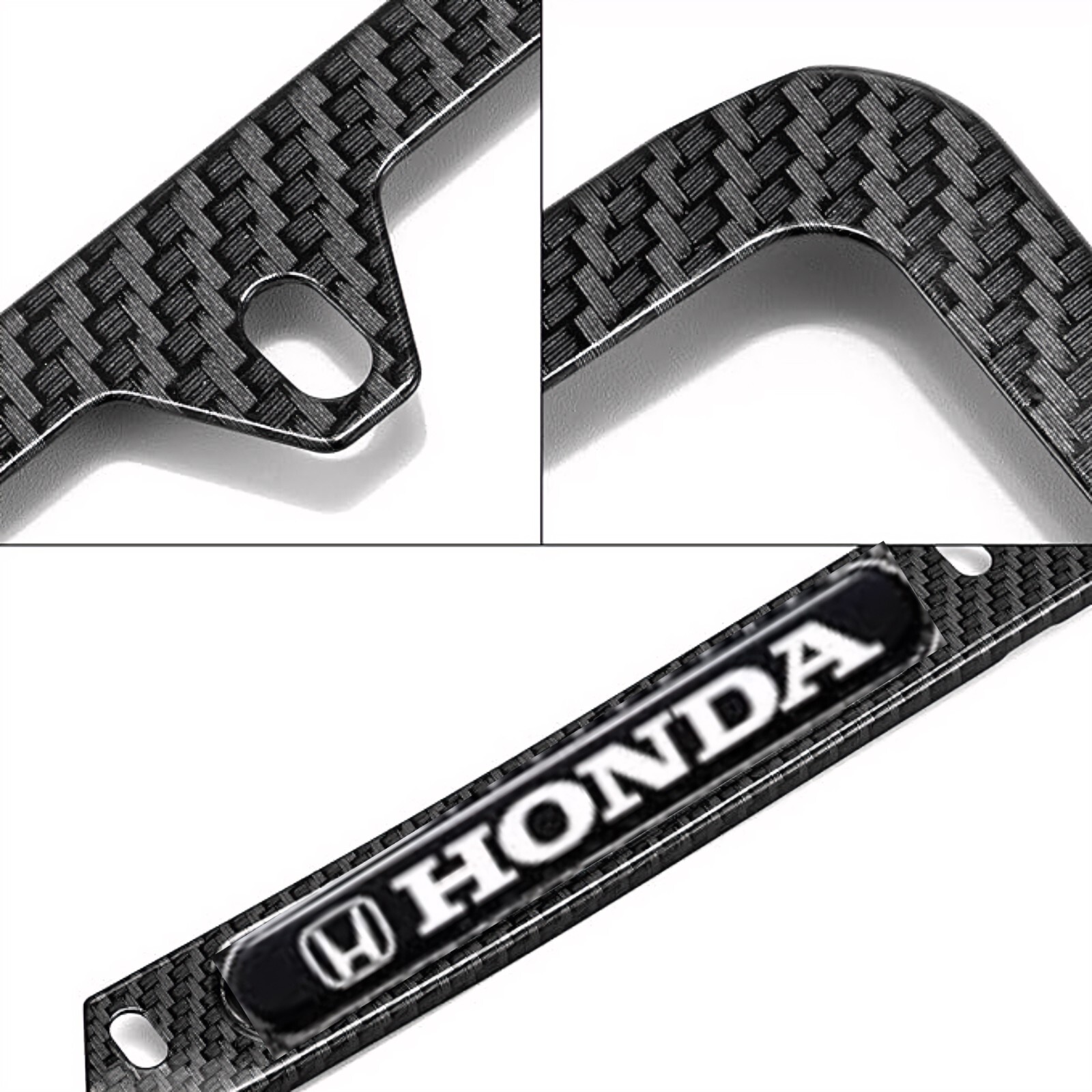 Honda License Plate Frame Carbon Fibre Style Black Metal 2 Pieces eBay