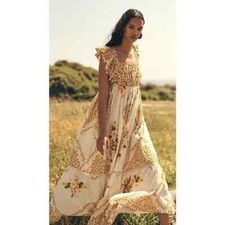 FARM Rio Off White Cashew Crossed Back Dress — Medium