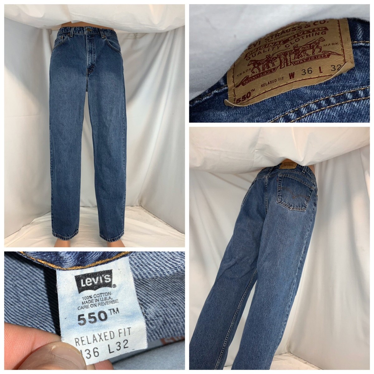 Levi's Retro 1980s Jeans 36x32 Dark 550 USA Straight Leg Levi's Retro 1980s Jeans 36x32 Dark 550 USA Straight Leg