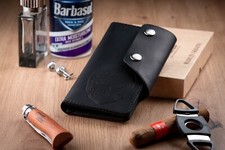 Genuine Leather Trucker Biker Long Wallet W/ Chain Skull Goth Style Purse