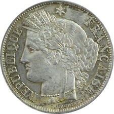 FRANKREICH, 5 Francs M&uuml;nze Ceres 1851, Silber, Paris