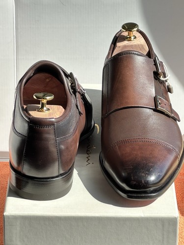 Chaussures Femme Santoni – Cuir Gris Nappa – Double Monk Strap – Fabriqué En Italie