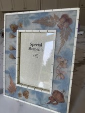 PHOTO FRAME Pressed Flowers Acrylic Resin 10  x 8  Holds 4  x 6  Picture Blue
