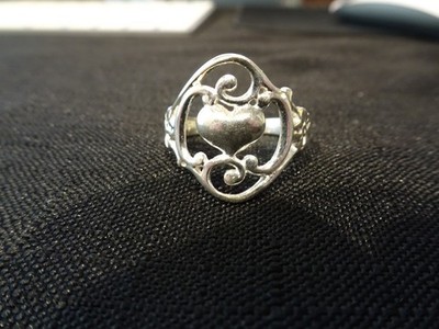 # 785- STERLING SILVER HEART RING-925--SIZE-10--VERY NICE