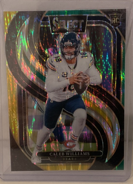 2024 Panini Select Premier Level Caleb Williams #114 Green & Yellow Shock (RC)