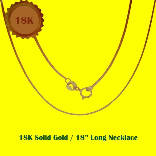 18K Solid Gold Necklace 18 Inch Long 0.8mm Wide  AU 750 Stamps Certified