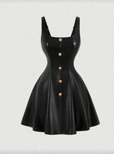 Black PU Women Dress M