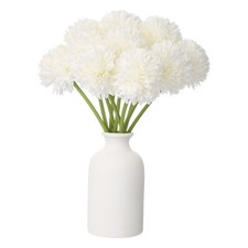 10pcs Artificial Chrysanthemum Ball Flowers Faux Mum Flower Bouquet, White