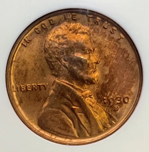 1930-S Lincoln Wheat Cent Penny NGC MS66 RD Old Holder Mint State Graded