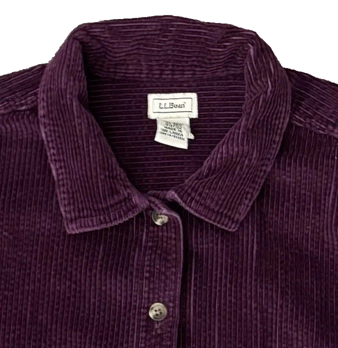 L.L. Bean Corduroy Shirt Jacket Womens Size XL Purple Button Up Wide Whale - Image 3 of 4
