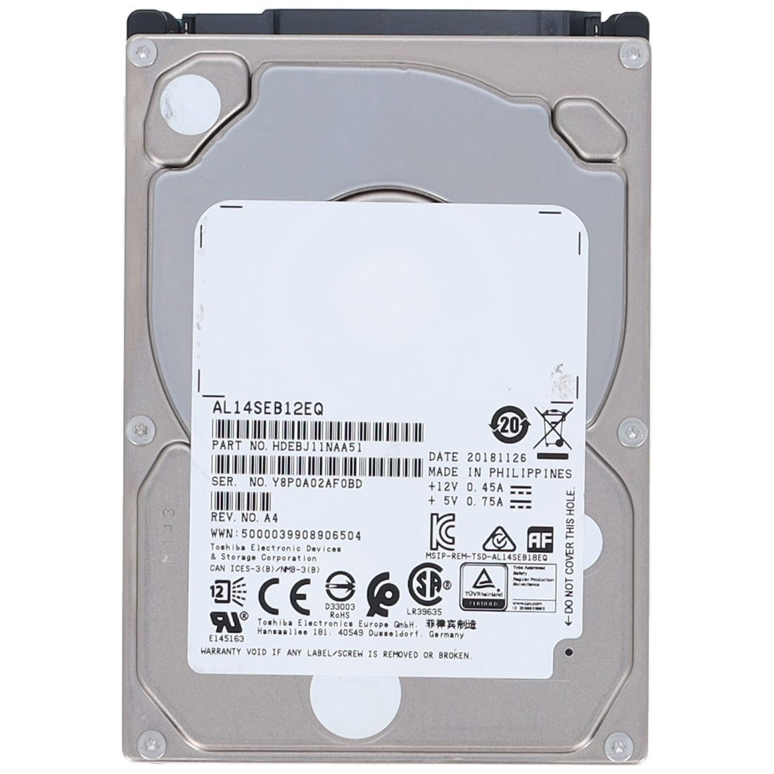 Toshiba  AL14SEB12EQ 1.2TB 2.5in SAS 10K 12Gbps HDD - 1yr Warranty