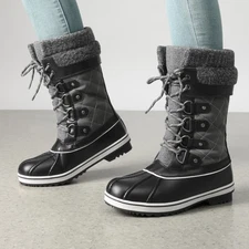 Women Mid Calf Waterproof Winter Boots Soft Faux Fur Lined Warm Snow Boots