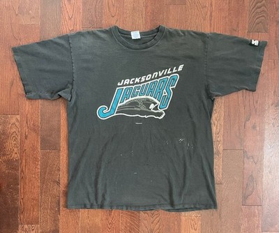 Jacksonville Jaguars Vintage Starter Black T Shirt XL USA Banned Logo Faded 1993