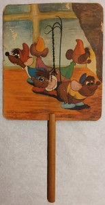 1950 Ad Hand Fan for South American Drug Stores w/ Disney's Cinderella Mice