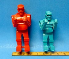 2 Vintage Mattel Rock Em Sock Em Robots Blue RED Bomber Robot Replacement Parts