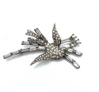 Charles Reis Sterling Silver Hummingbird On Branch Rhinestone Figural Brooch