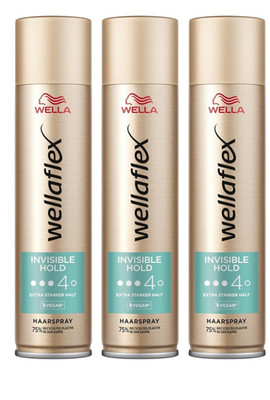 3x Wellaflex Invisible Hold Haarspray Sanft zur Kopfhaut Extra Starker Halt 4*