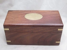 compartment box brass inlay solid wood hard top pin slide compartment enigma