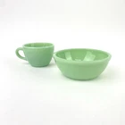 Vintage Anchor Hocking Jade Ite Coupe Soup Bowl & Cup