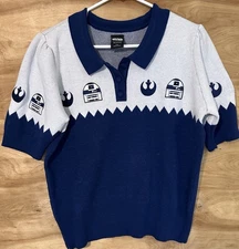 Her Universe Star Wars Rebel Droid Sweater Woman Large Cardigan R2d2 Blue