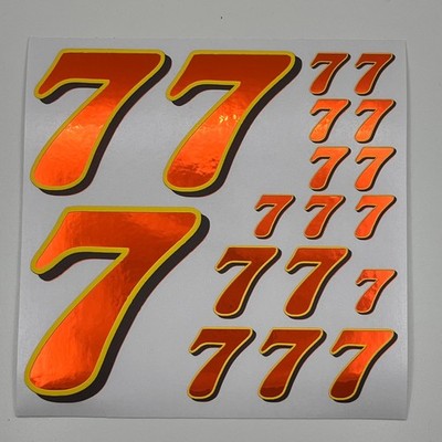 Orange Chrome Hologram Yell/black Number 7's Racing Vinyl Decal Sheet 1/16-1/8th