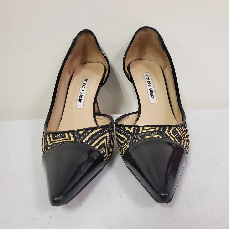 Manolo Blahnik Womens Woven Geometric Dorsay Pumps Size 40 EU 10 US Event Party - Image 3 of 4