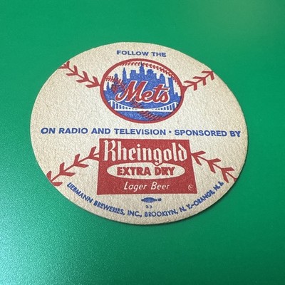 Rare Vintage Original 1962 New York Mets  Rheingold Brooklyn Beer Coaster.