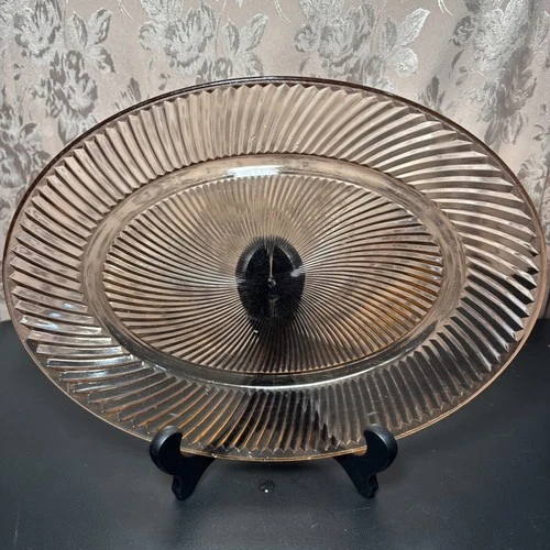 Vintage Federal Glass Co Pink Diana Depression Glass Platter 1930s 12” Retro