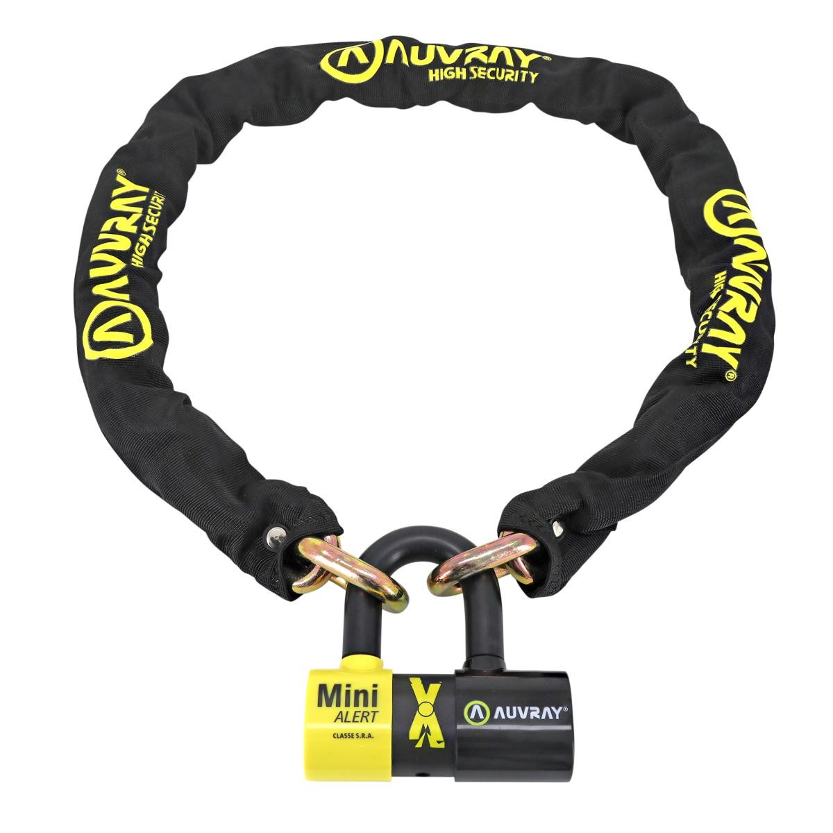 Antivol chaine Auvray Xtrem alarme contre crochetage et coupe-boulon pour scooter et moto