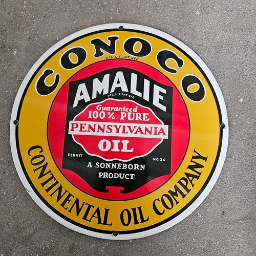 VINTAGE NO 30 PENNSYLVANIA US GASOLINE OIL GAS PUMP ENAMEL PORCELAIN SIGN