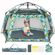 Baby Playpen Pop-up Tent Outdoor & Indoor Play Tent for Beach with Canopy Yard 