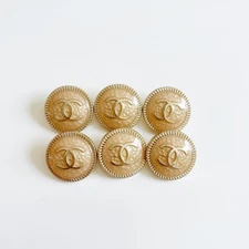 Chanel Vintage Designer Orange Beige Gold Button STAMPED | 6 PC Bundle