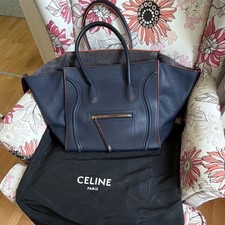 CELINE Luggage Tote groß Navy/Orange Leder t...