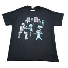 Gildan Shirt Mens L Black Short Sleeve Crew Neck Graphic Design Casual Tee